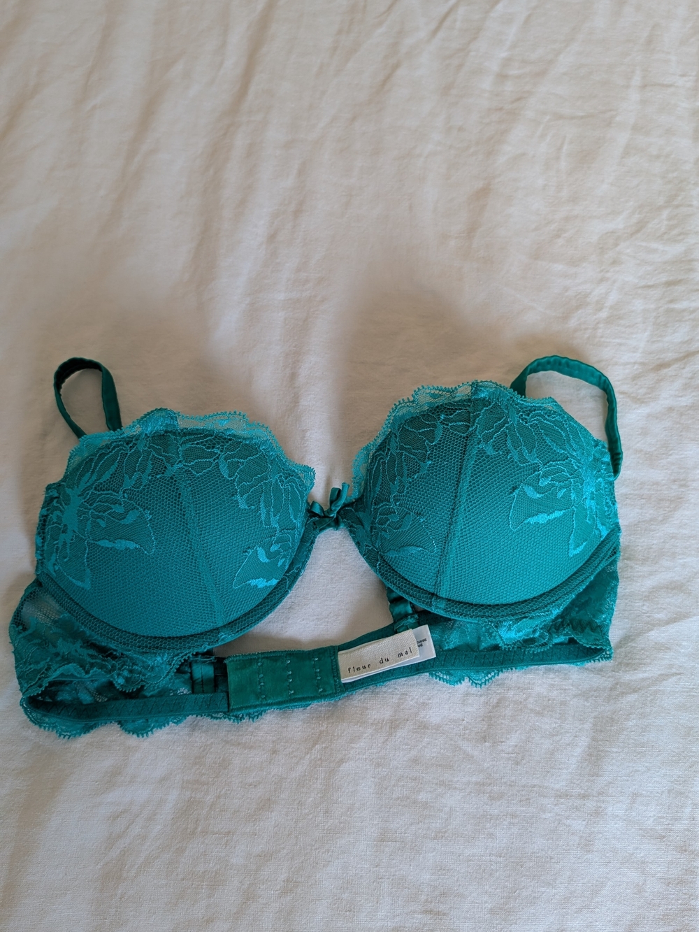 Fleur du Mal Teal Lace Push-Up Bra - Picture 2 of 5